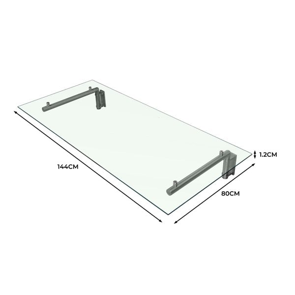 Monstershop Glass Door Canopy & Brackets - 144cm W x 80cm D