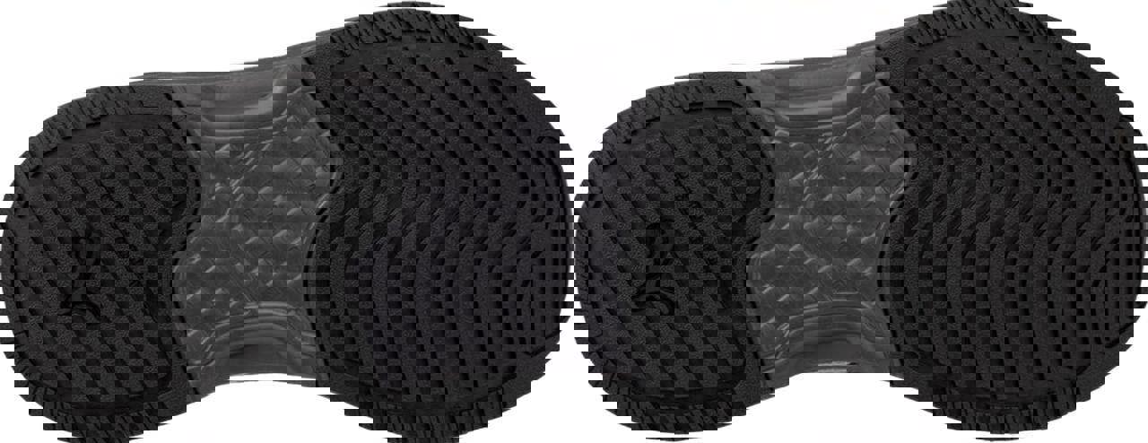 PUMA Safety PUMA Shift S1P Mens Composite Toe Midsole Work Shoes Trainers, close-up view of the rugged black rubber outsole showing slip-resistant treads designed for safety and durability.