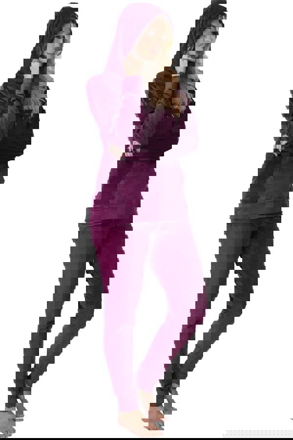 Camille Burgundy Supersoft Velour Loungewear Pyjama Set