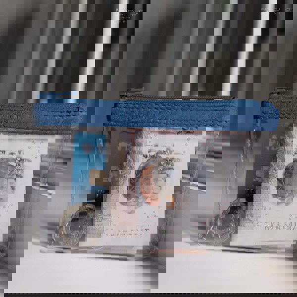 Assots London 'DINAH' Transparent Zip Top Blue Iris Coin Purse