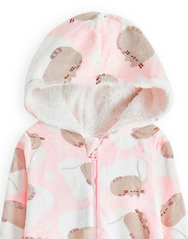 Vanilla Underground Pusheen Girls Pink All-Over Print With Novelty Ears Onesie