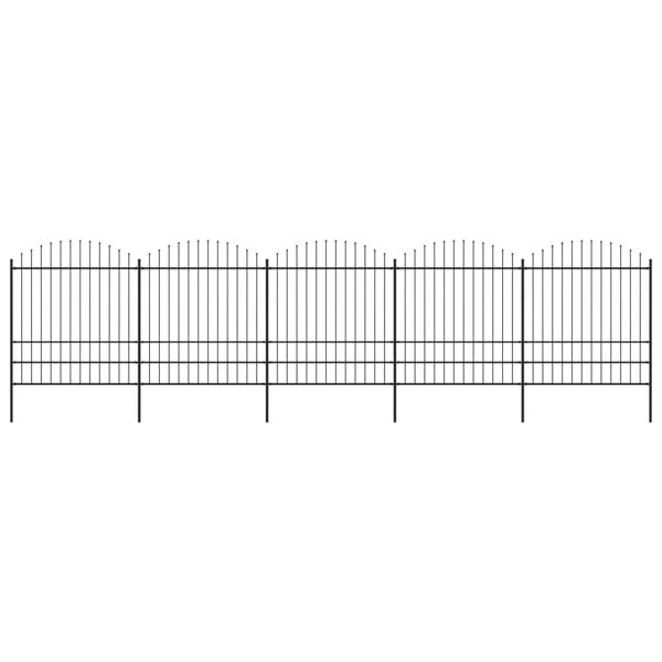 Berkfield Garden Fence with Spear Top Steel (1.75-2)x8.5 m Black
