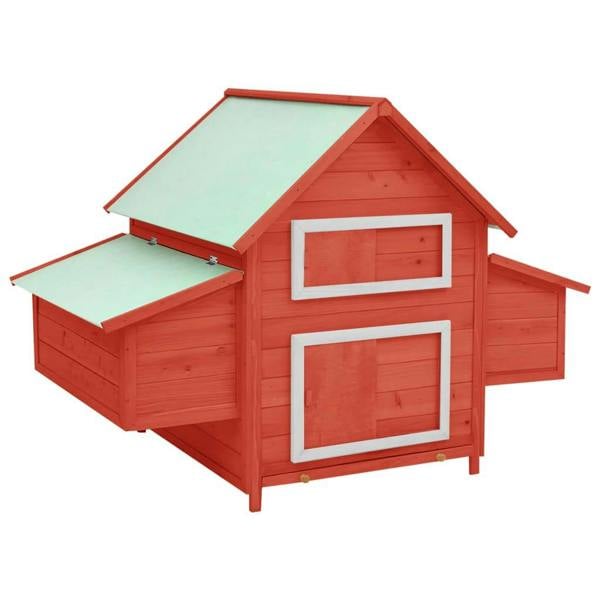 Berkfield Chicken Coop Red and White 152x96x110 cm Solid Firwood