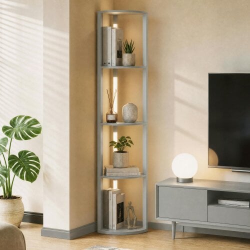 HOMCOM Corner Floor Lamp with Warm White LED Light, Grey