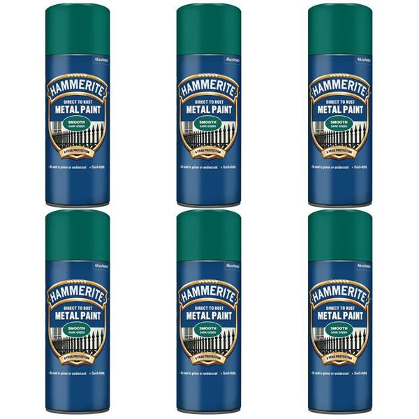 Hammerite 6X Hammerite Smooth Dark Green Spray Paint 400ml