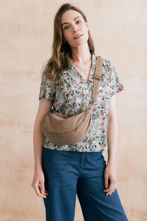 Lily & Me Cotton Twill Crossbody Bag Mocha