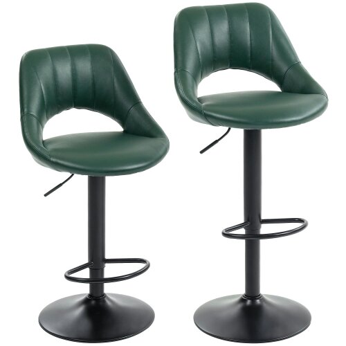 Wyld Haus Nimba Set Of 2 Dark Green Faux Leather Counter Bar Stools