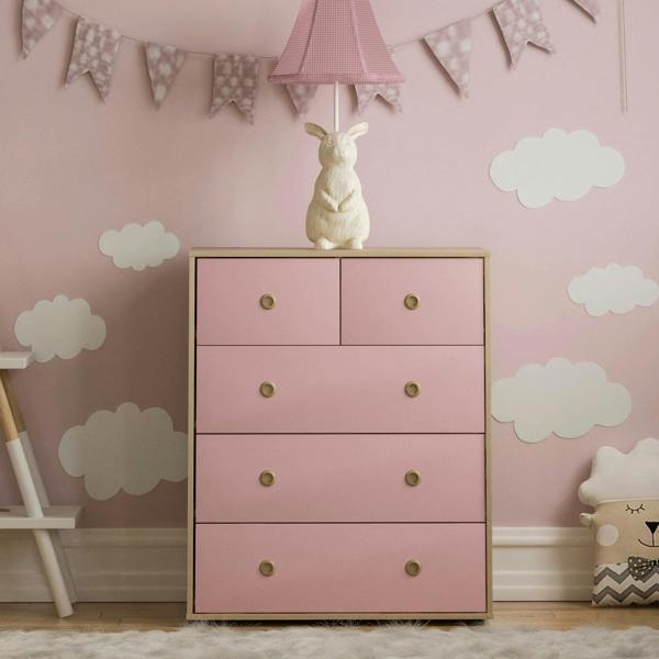 Junior Vida Neptune 5 Drawer Chest, Blue & Oak