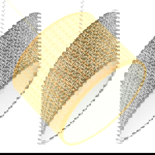 Vintage Reeded Paper Round Lamp Shade with Taupe Cotton Fabric Trims Image 5