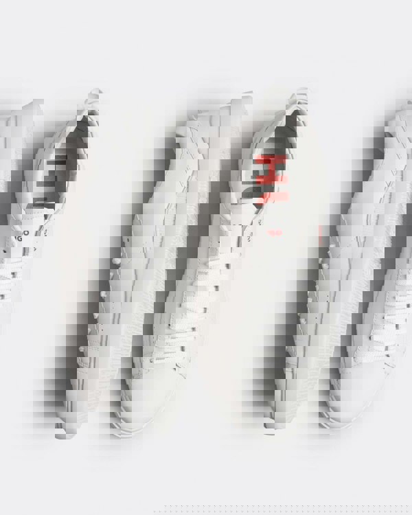 HUGO Blake Tenn Mens Leather Trainers with Branded Quarter - White 100