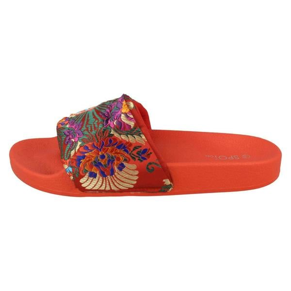 Spot On Ladies Spot On Chinese Print Mule Sandals