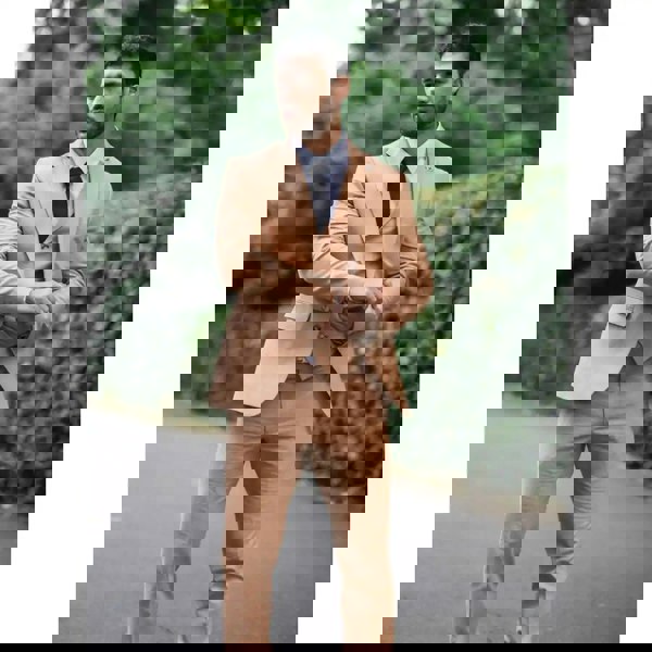 TruClothing TP-23 - Men's Camel 3 Piece Linen Summer Wedding Suit