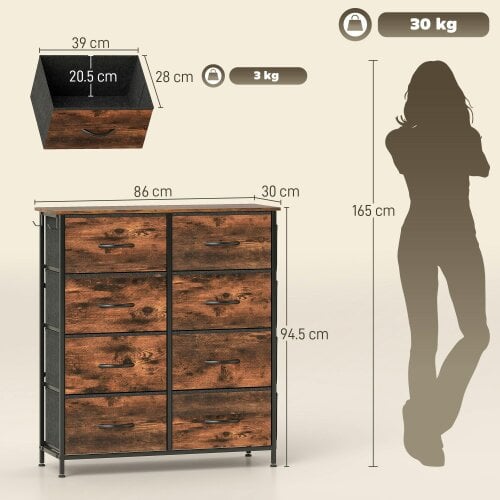 Wyld Haus Nive Fabric And Metal Rustic Brown 8 Drawer Storage Chest