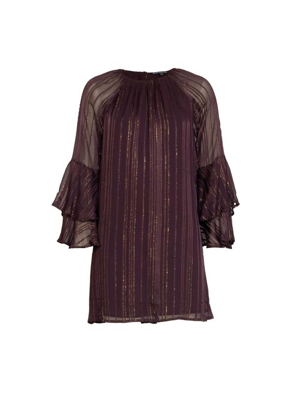 Rose & Nancy Kaia Burgundy Flute Sleeve Mini Dress