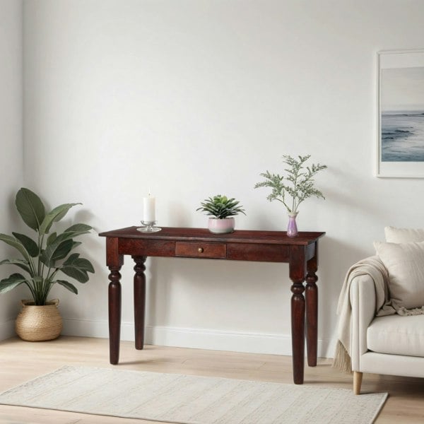 IH Design Jinita Dark Wood Console Hall Table with Drawer