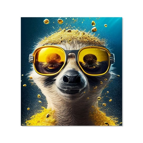 Warren Reed - Designer Meerkat With Golden Glasses Splashart Kitchen Splashback