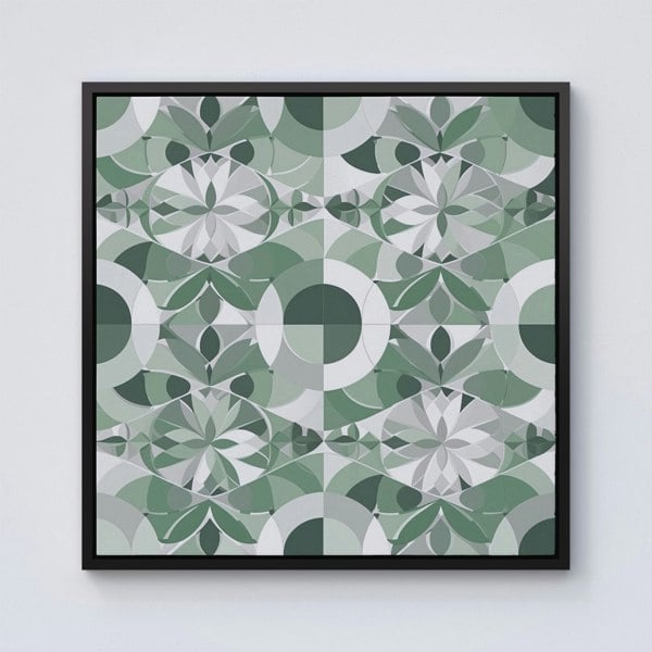 Warren Reed Geometric Pastel Green Framed Canvas