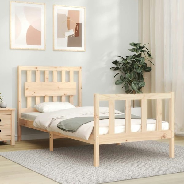 Berkfield Bed Frame with Headboard 90x200 cm Solid Wood
