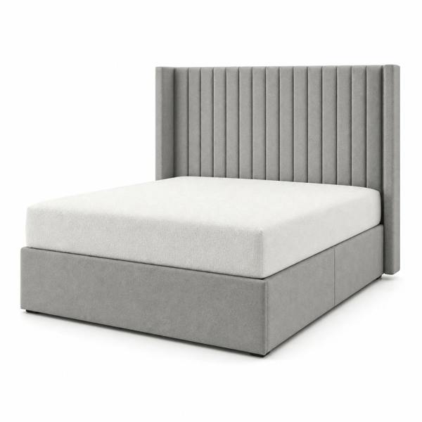Great British Beds Small Line Winged Divan Bed - Silver Plush