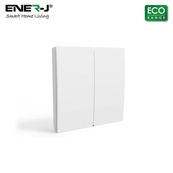 ENER-J Enerj 2 Gang Wireless Kinetic Switch, White with 2 Non Dimmable 5A RF Receiver Eco Range