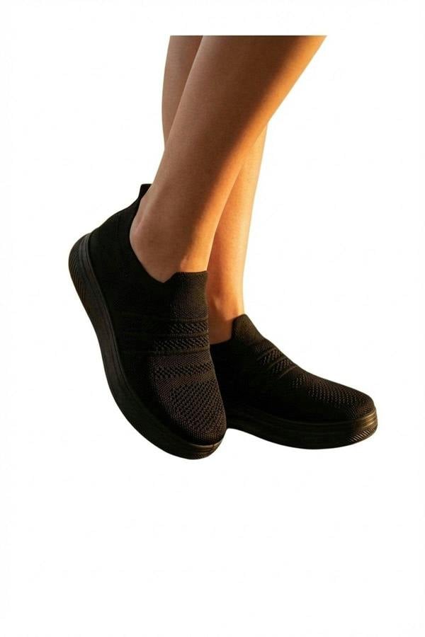 Grace Knit Slip On Trainers - Black_wb