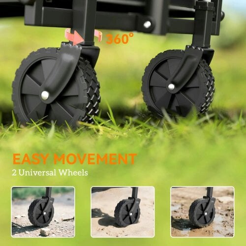 Bobobiy 62L Festival Trolley on Wheels, 120kg Heavy Duty Collapsible Folding Wagon with Adjustable Handle and Carrying Bag for Beach, Grey