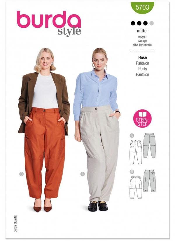 Burda Sewing Pattern 5703 Trousers For Women, 20-34 (46-60) - Intermediate