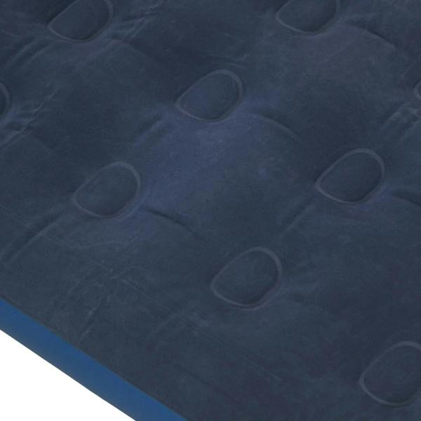 Single inflatable air mattress, blue flocked PVC texture with oval grip dimples