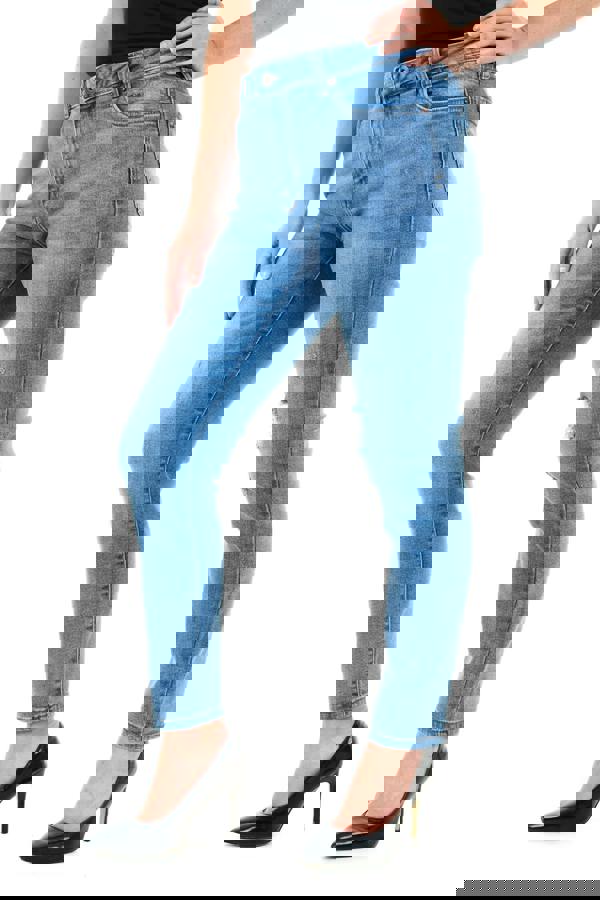 Smart Living Classic Stretchy Ripped Skinny Fit Denim Jeans - Mid Blue