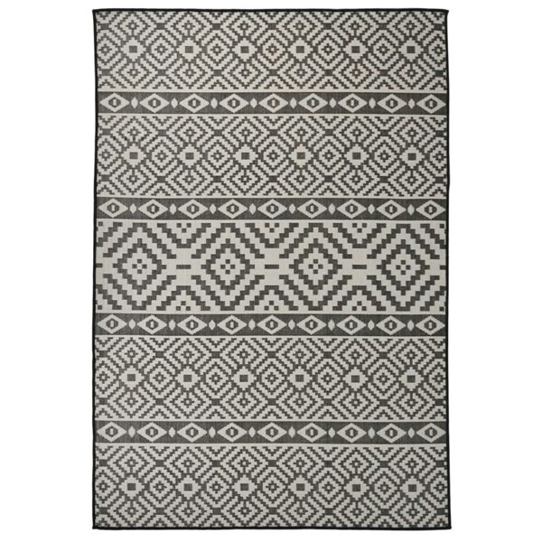 Berkfield Outdoor Flatweave Rug 160x230 cm Black Stripes