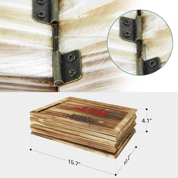 31.5 inch Hexagon Wooden Christmas Tree Collar with Burnt Finish for Festive Tree Stands image 7