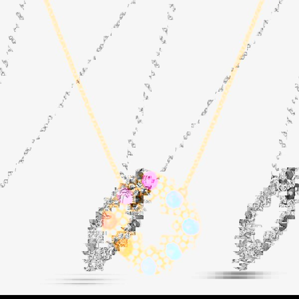 T. H. Baker 18ct Rose Gold Brilliant Cut Sapphire, Ruby & Diamond Openwork Necklace P39152KP18V01002 18RG