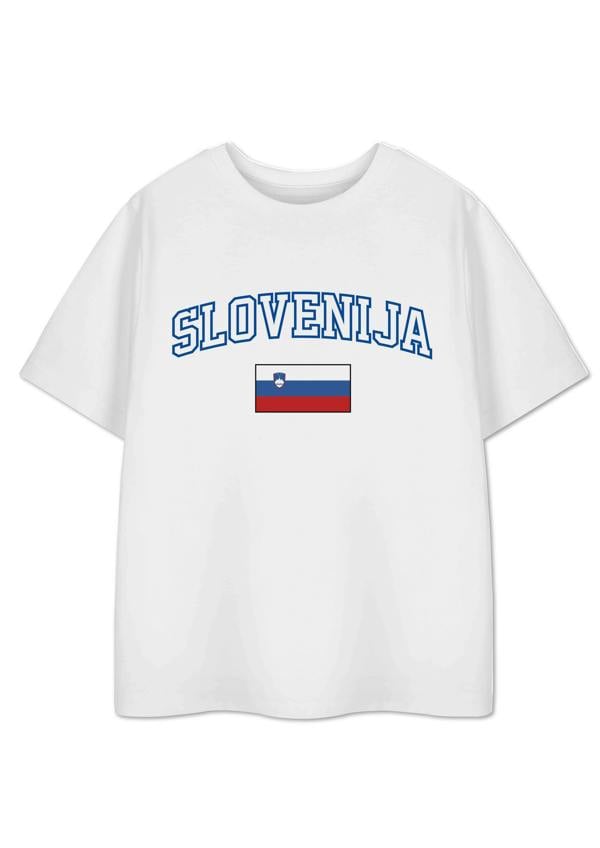 Show Me The Merch Unisex Kids White Slovenia Short Sleeved T-Shirt