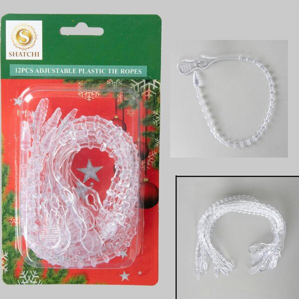 Shatchi 33cm Clear Adjustable Cable Ties for Garlands, Lights and Cables | Reusable PVC Holders