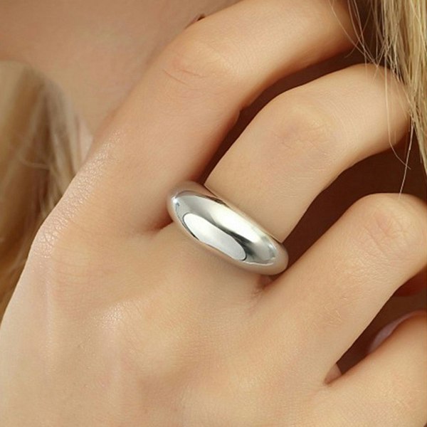 Sterling Silver Dome Crescent Ring - Spero London