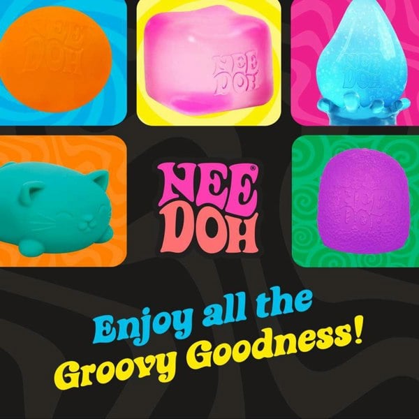 NeeDoh Dream Drop - 1 Colour Chosen At Random, Glitter Raindrop Fidget Toy with Removable Base