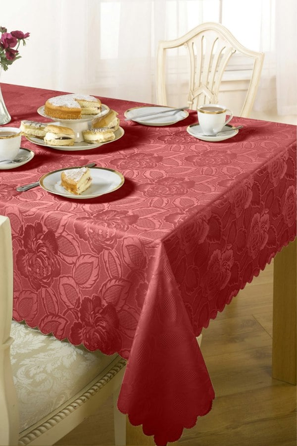 Emma Barclay Damask Rose Tablecloths - Wine