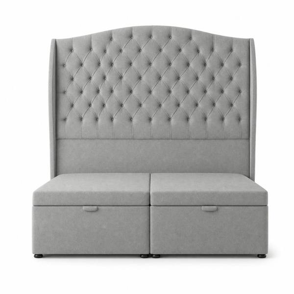 Great British Beds Venice Winged Divan Ottoman Bed - Silver Plush