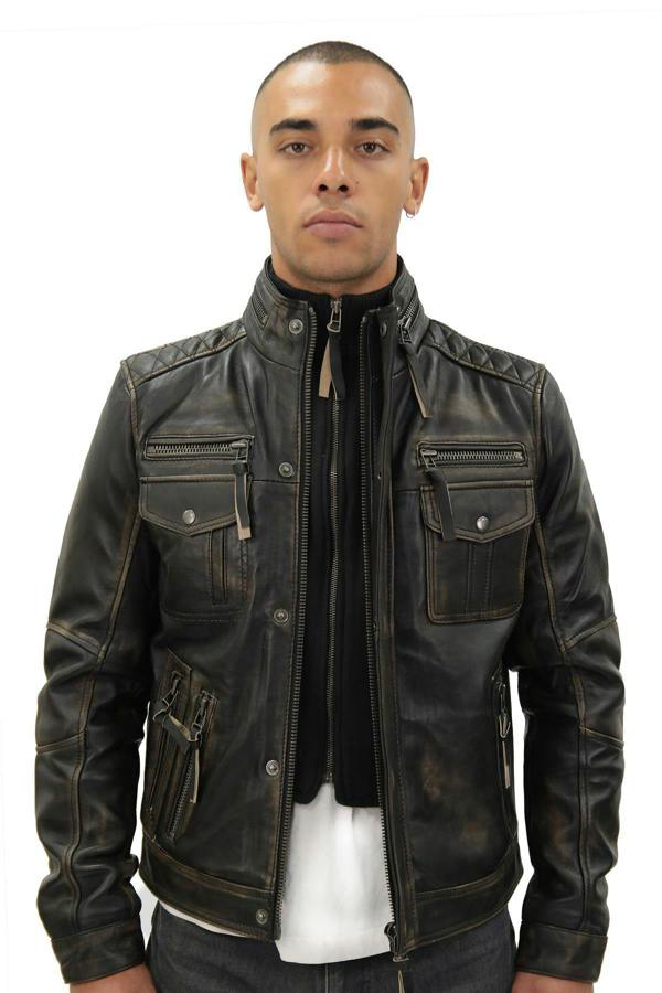 Infinity Leather Men's Leather Retro Biker Jacket-Toronto