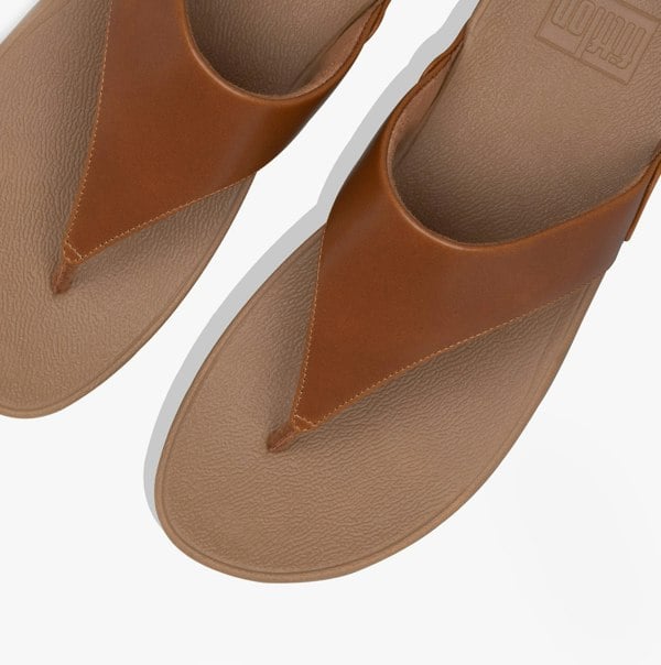 FitFlop LULU Womens Leather Toe Post Sandals Light Tan