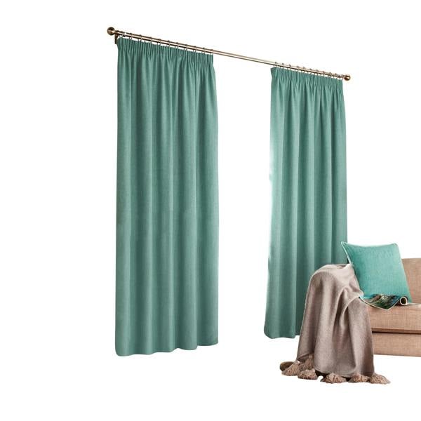 Furn Harrison Pencil Pleat Faux Wool Curtains (Pair) - Marine Blue - 