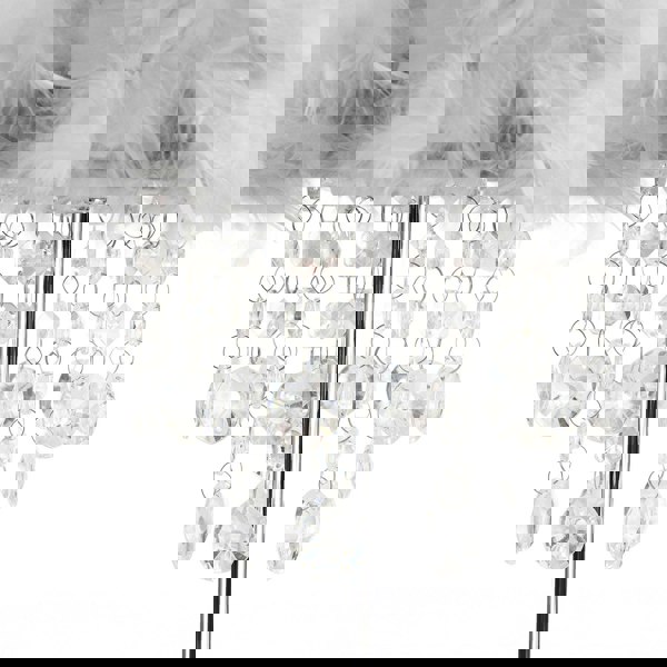 Chandelier Style Soft Grey Feather Table Lamp with Waterfall Drops Image 3