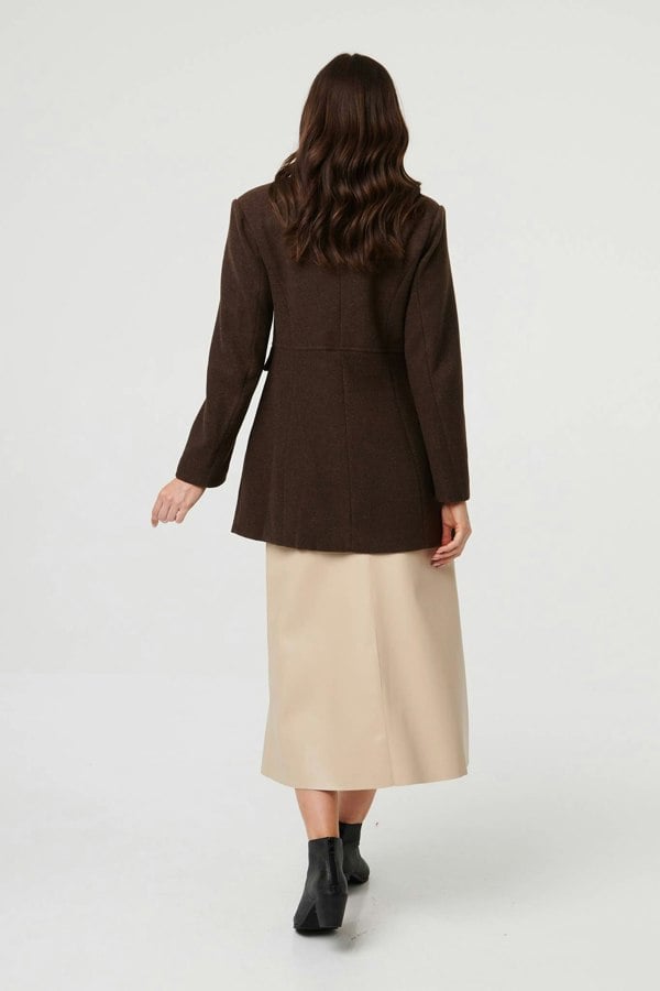 Brown | Button Detail Double Breasted Jacket
