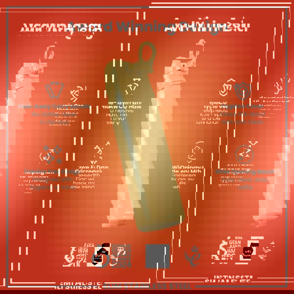 ION8 Leak Proof Slim Water Bottle, Stainless Steel, Desert, 600ml (20oz)