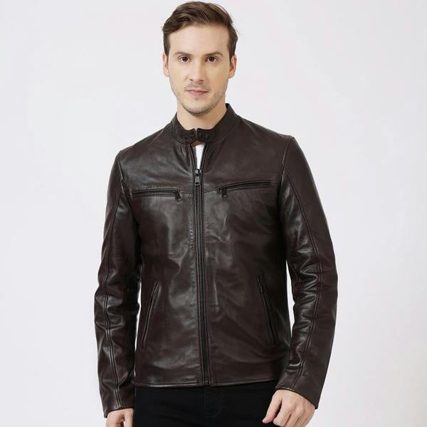 Mens leather jackets Brown Moto Racer