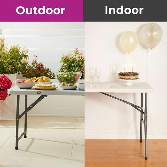 Neo White Folding Picnic Table Portable 4FT Extendable Height