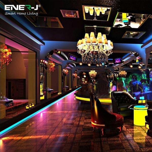 ENER-J 3M Smart WiFi RGB LED Neon Strip Light, IP65 Flexible Colour-Changing, Alexa/Google Control, 12V 30W, Memory Function