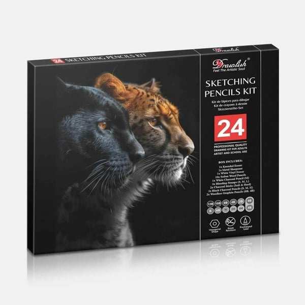 Drawlish Drawing Set for Adults – 24-Piece Artist Pencil Set for Artists & Professionals