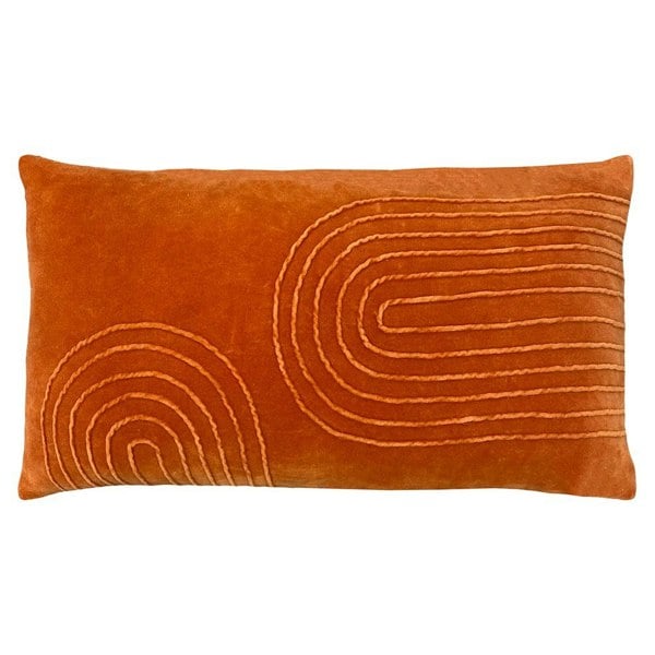 Furn Mangata Velvet Rectangular Cushion Cover - Orange