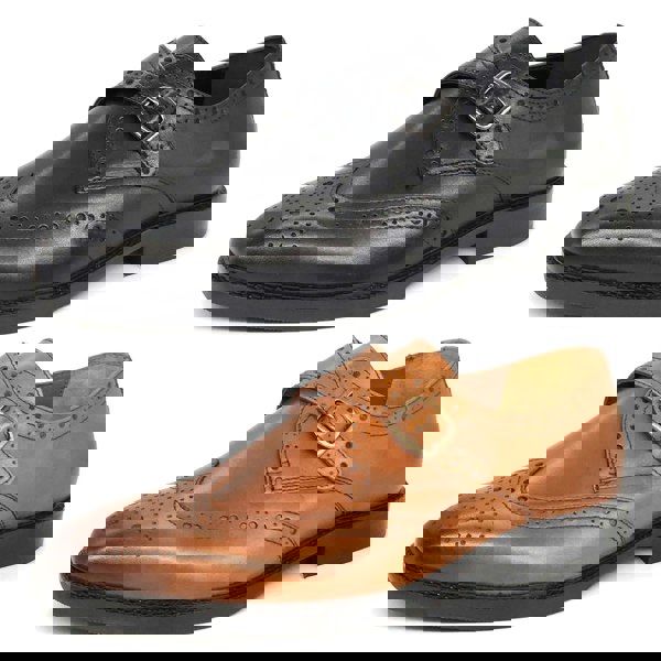 HX London Barnet Monk Strap Brogue Shoes